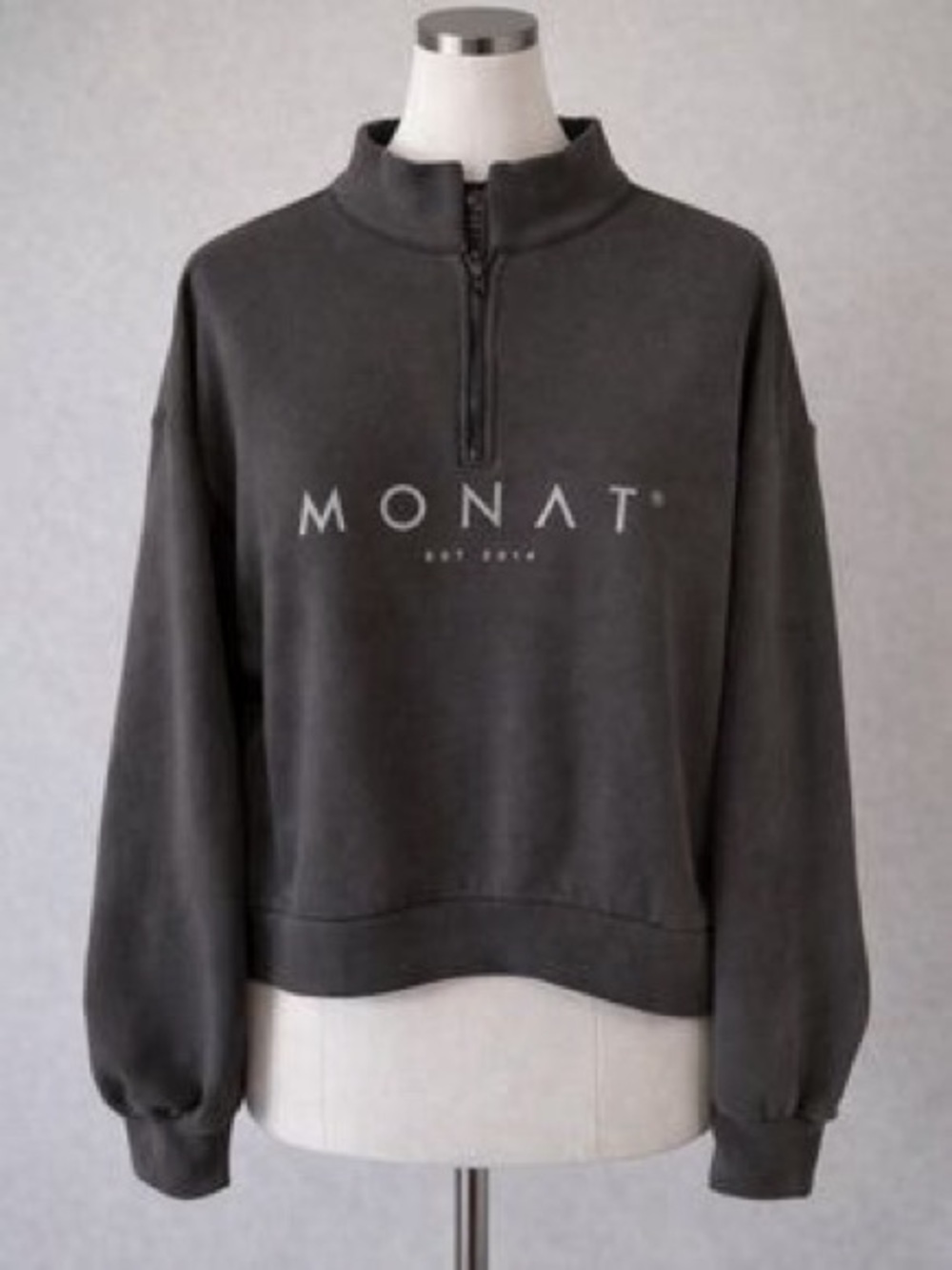 MONAT Women's Charcoal Zip-Neck Pullover Sweater